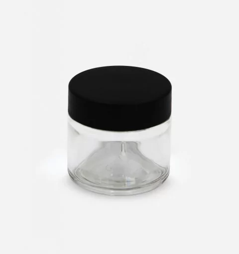 Pot Cléa verre transparent 100ml avec couvercle PCR noir monté 2
