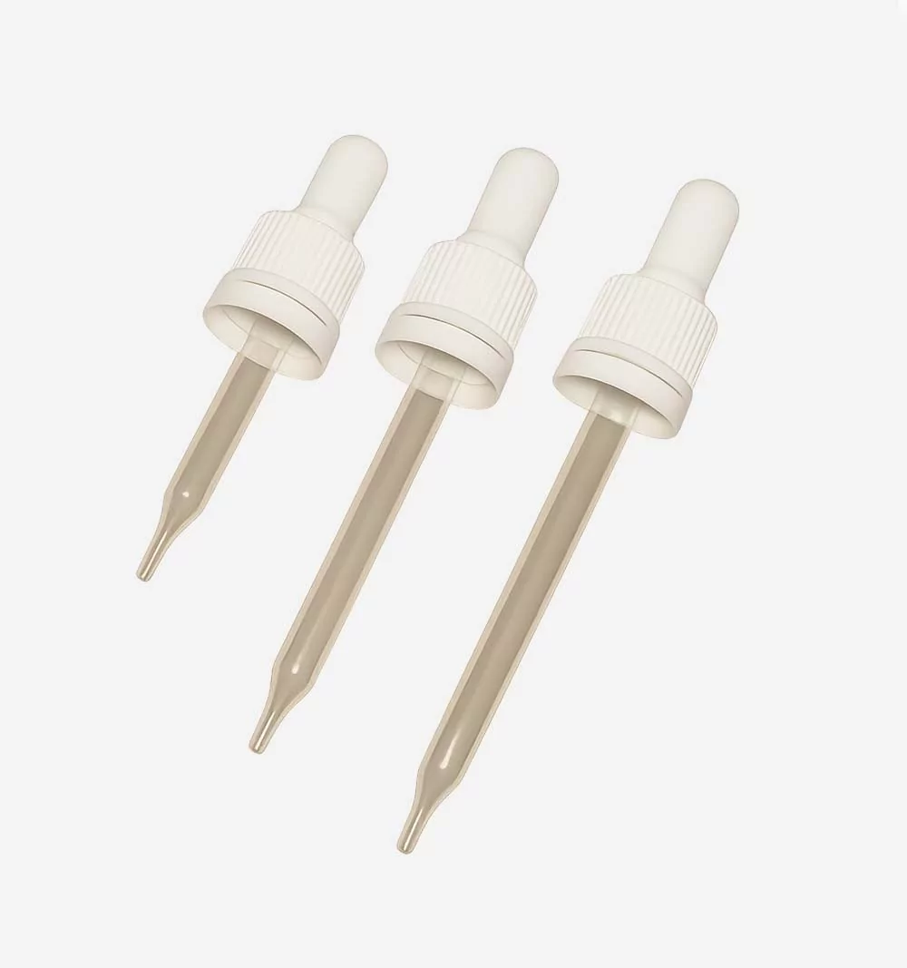Compte Gouttes Capillaire DIN18 Blanc Inviolable bout effilé