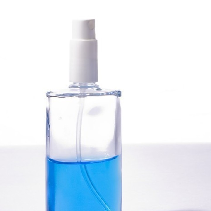 Flacon bouillote ovale verre transparent bague Eur parfumerie et cosmétique