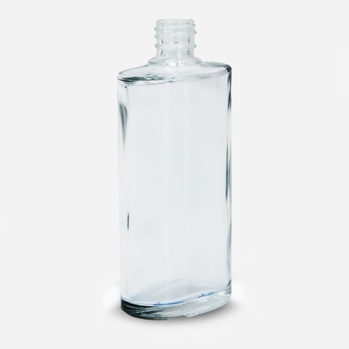 Flacon bouillote ovale verre transparent bague Eur parfumerie et cosmétique