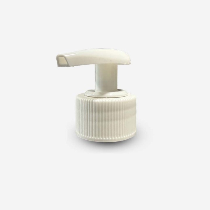 Pompe Dispenser blanche striée 28/410 sans clip de securité