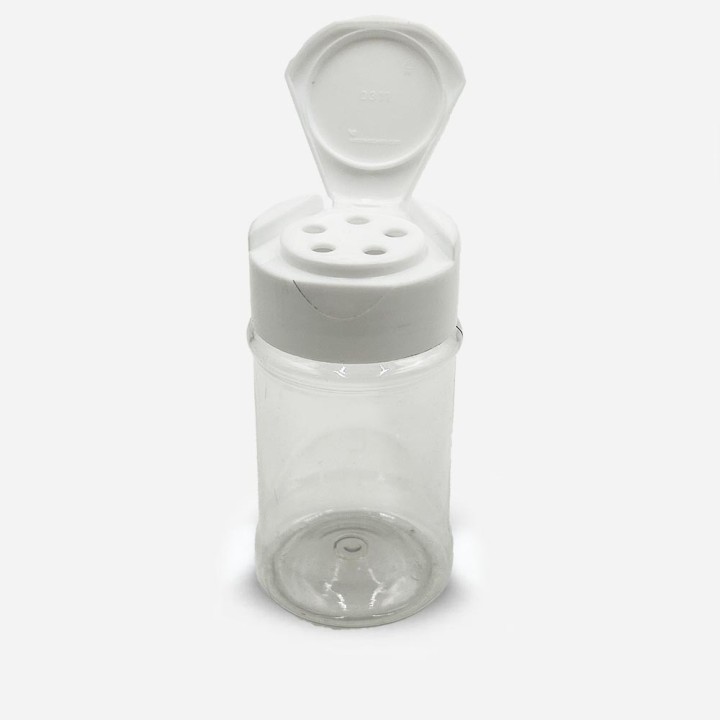 Pot pet cristal forme haute avec capsule saupoudreuse blanche sp43 montée