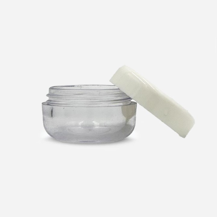 Pot Arrondoto SAN cristal 5ml avec couvercle blanc a coté