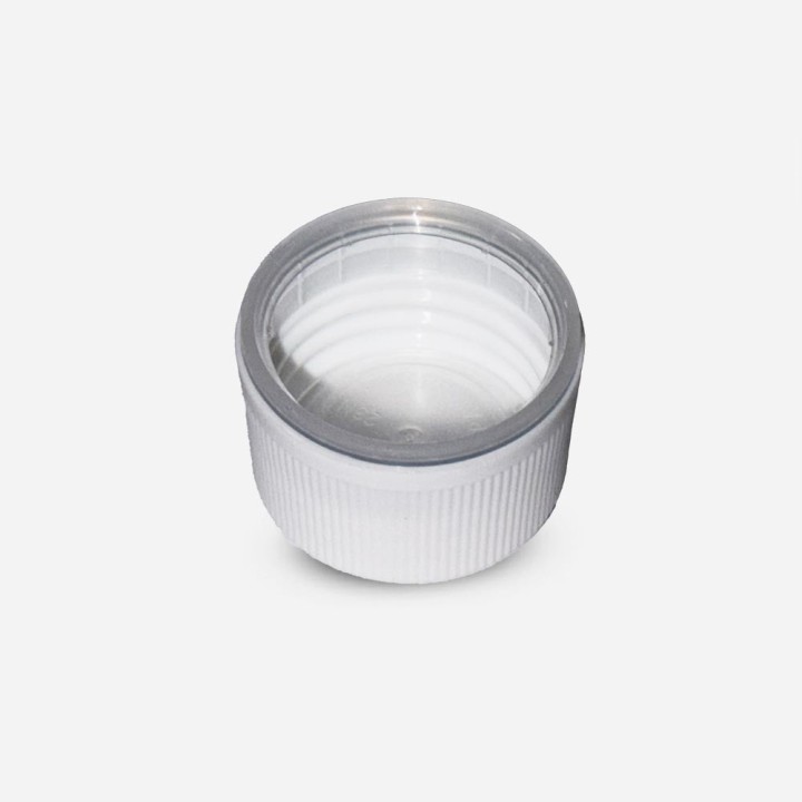 Capsule Vistop PP28 Blanche Striée JT PE Modèle Bormioli vu dessous coté joint PE