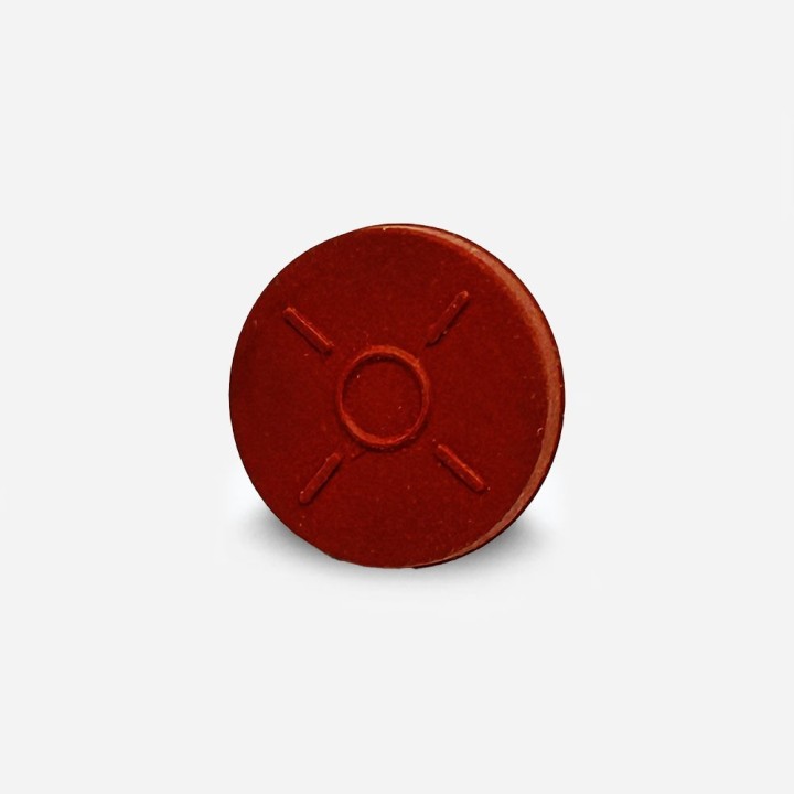 Bouchon Antibiotique WI20 Caoutchouc Rouge à piquer vu dessus