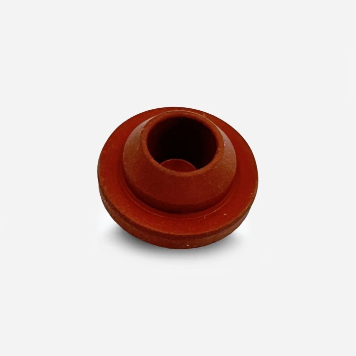 Bouchon Antibiotique WI20 Caoutchouc Rouge à piquer vue dessous