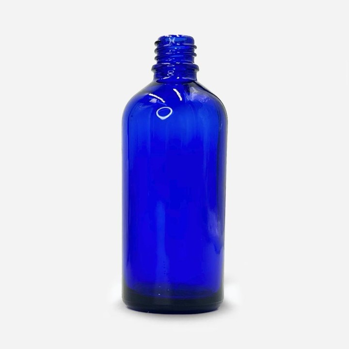 Flacon goutte verre bleu din18