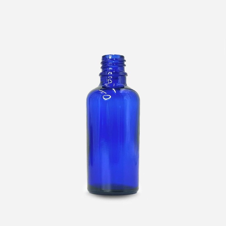 Flacon goutte verre bleu din18