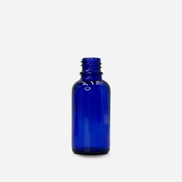 Flacon goutte verre bleu din18
