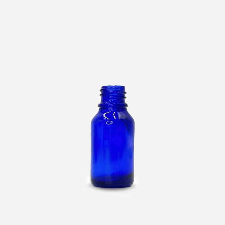Flacon goutte verre bleu din18