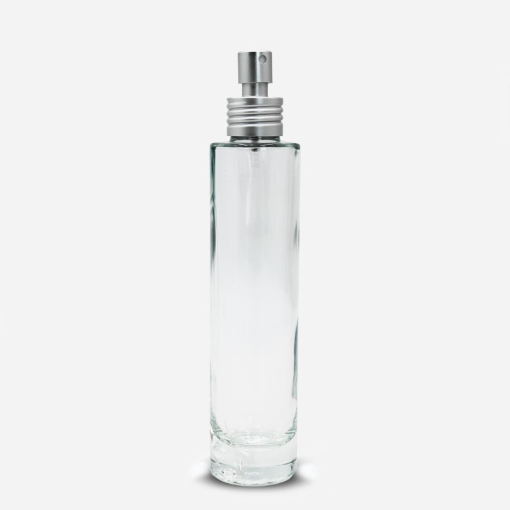 Laura verre 100ml avec pompe spray aluminium mat monté