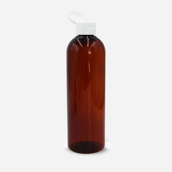 Douceur PETP ambré 500ml capsule charnière blanche ouverte