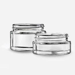 Pot PLUME en Verre Transparent Allégé pour Cosmétiques, 30 et 50ml