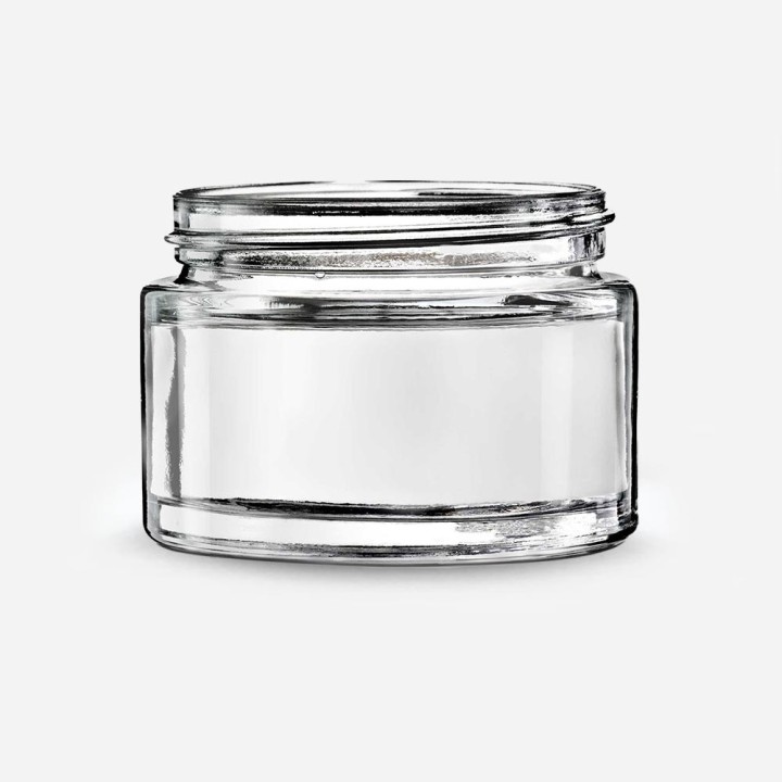 Pot PLUME en Verre Transparent Allégé pour Cosmétiques, 30 et 50ml