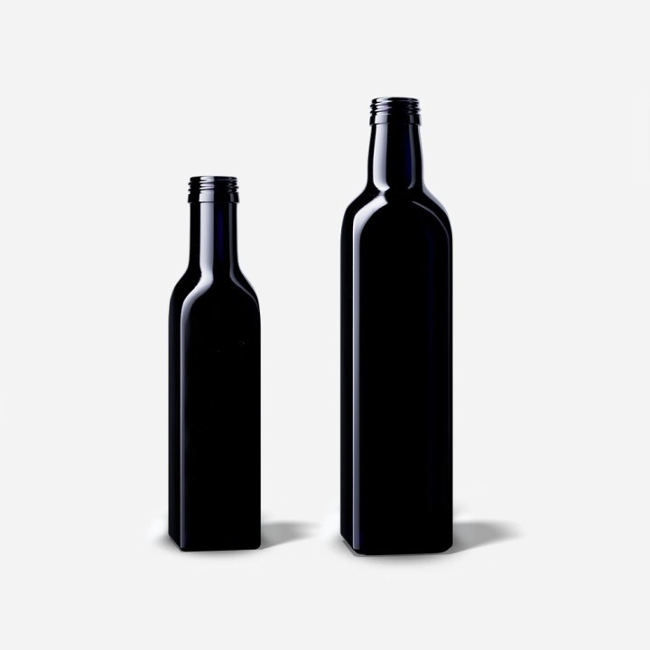 Bouteille Huile Carré verre violet Miron