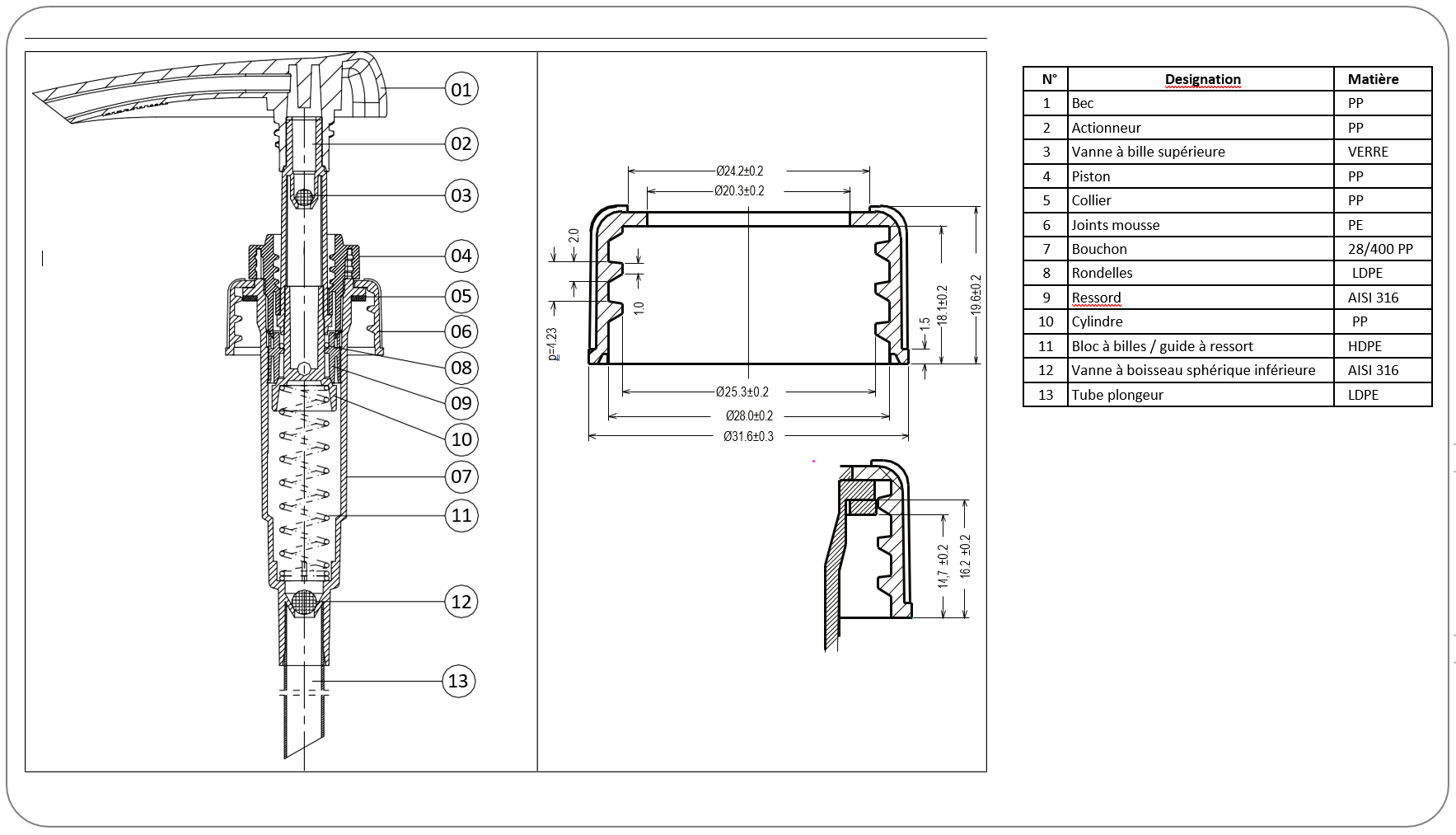 plan pompe doseuse rehaussable naturelle 3515305